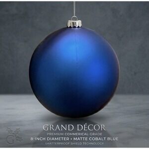 Vickerman 8" Cobalt Blue Matte Ball Christmas Ornaments Box of 6 Shatterproof